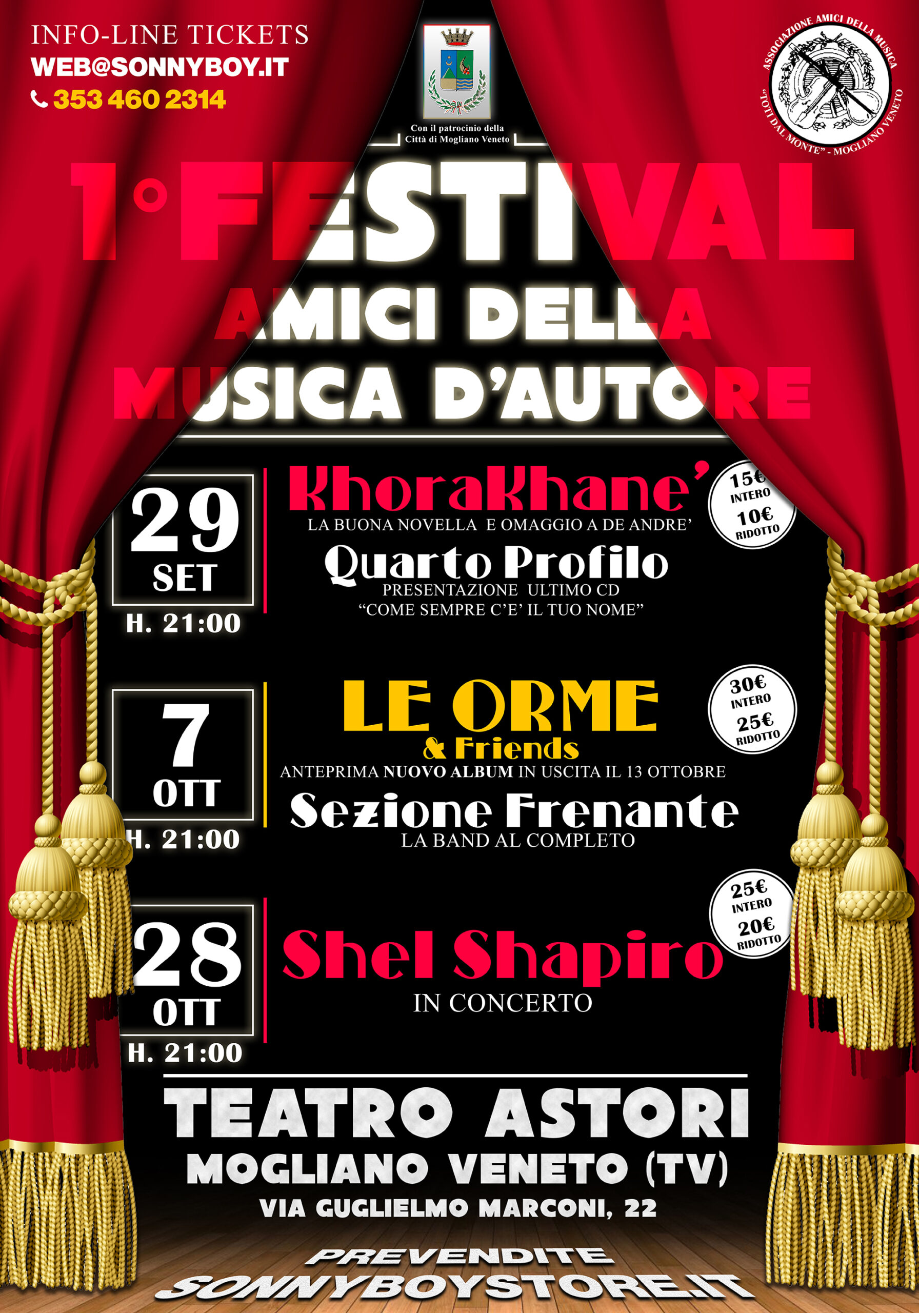 Shel Shapiro in concertro – 1° Festival della Musica d’autore – Teatro Astori – Mogliano Veneto (TV)